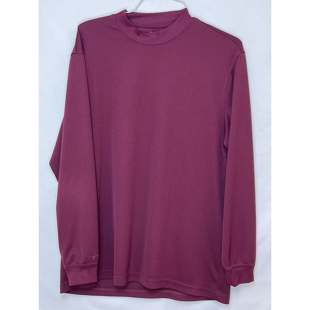 Ping Men’s XL Maroon Long Sleeve Ribbed Mock Neck Pullover Golf Sweater Casual